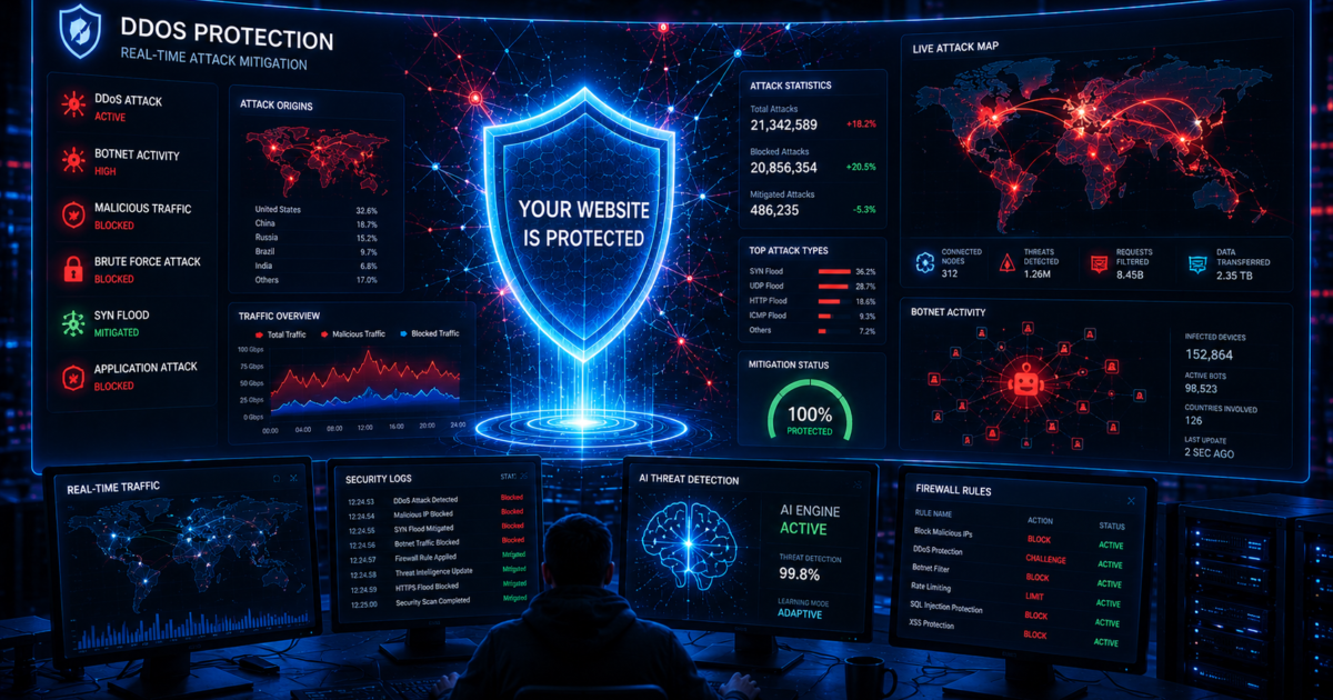 DDoS Protection for Websites in 2026 (Complete Cybersecurity Guide)
